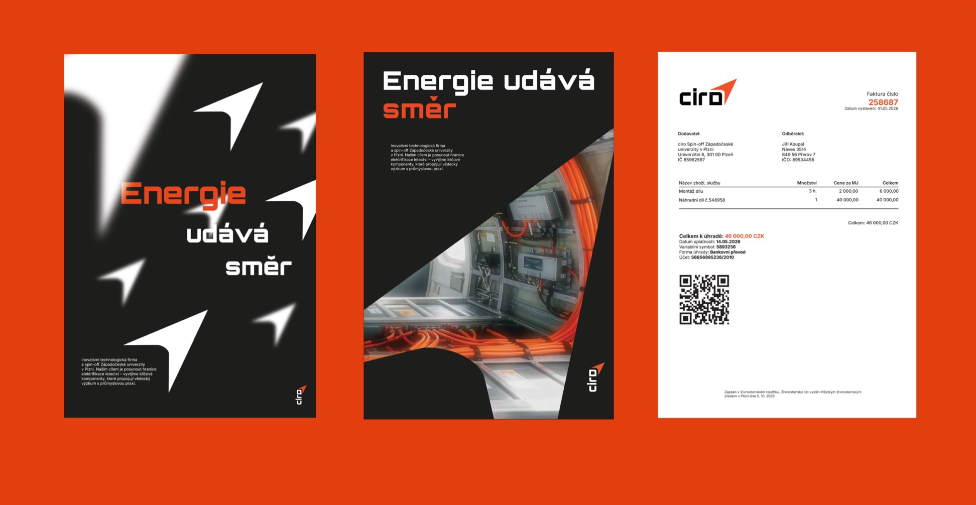 Dva plakáty Energie udává směr a faktura Ciro